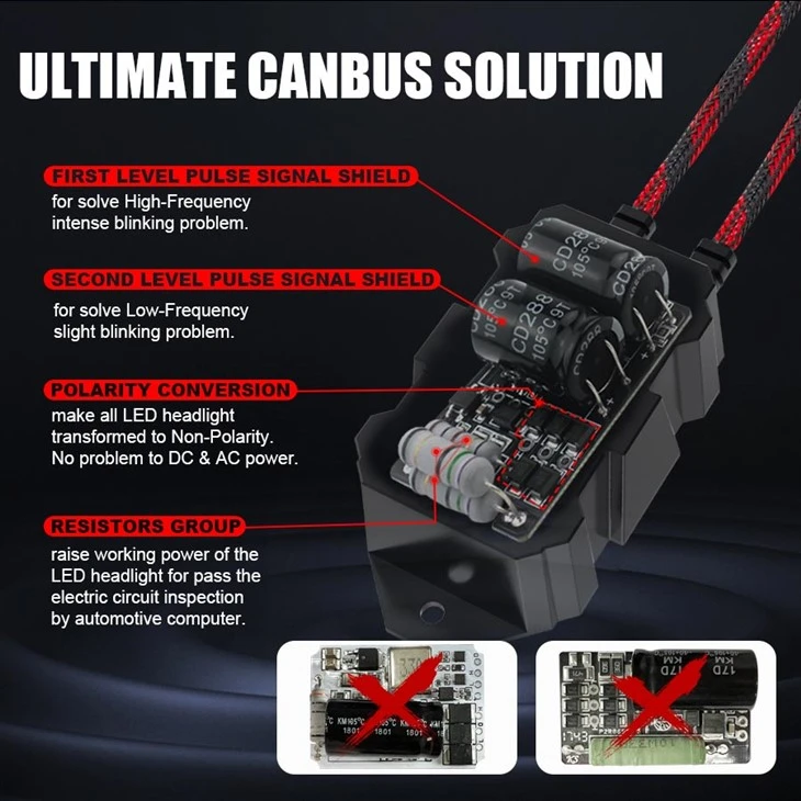 LED Headlight Decoder Strong Cambus Function H13